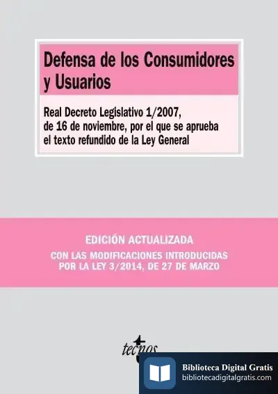 Descargar Defensa De Los Consumidores Y Usuarios de Editorial Tecnos