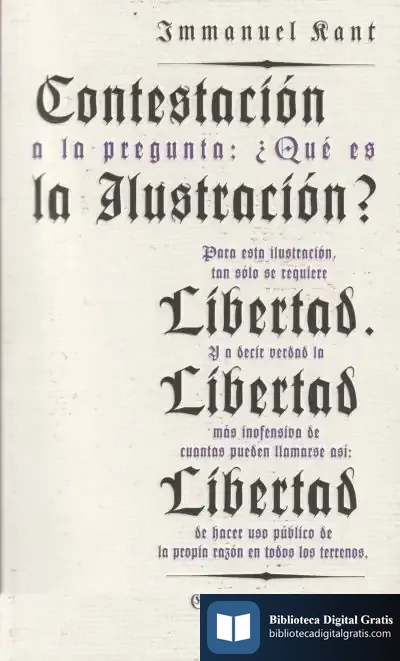 Descargar Contestación A La Pregunta: ¿Qué Es La Ilustración? de Immanuel Kant