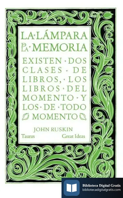Descargar La Lámpara De La Memoria de John Ruskin
